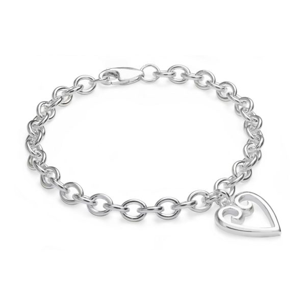 Hearts and Stars silver scroll heart bracelet